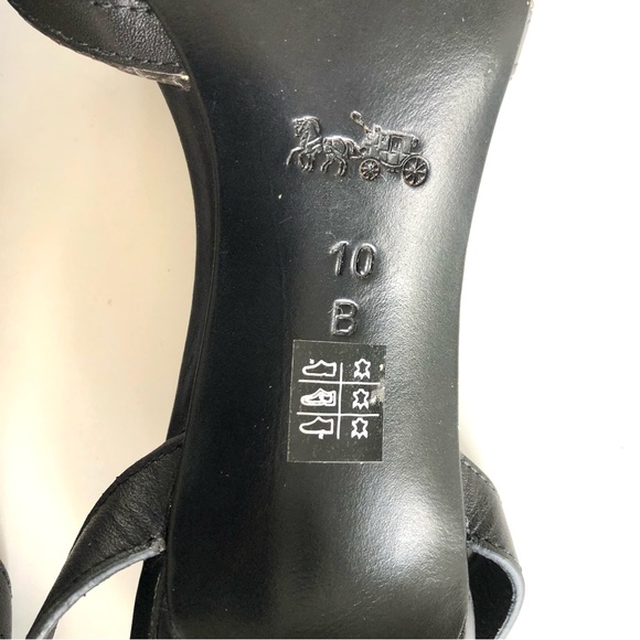 Coach Meg Black Leather Ankle Strap Heeled Sandals Women’s Size 10B - Picture 9 of 9